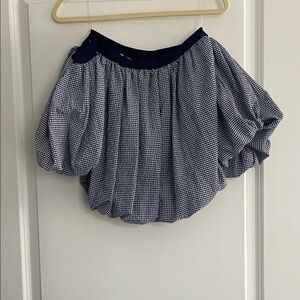 Blue Gingham Off-Shoulder Top